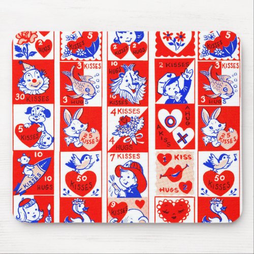 Valentine Retro Love Hugs Cute Pattern Mouse Pad