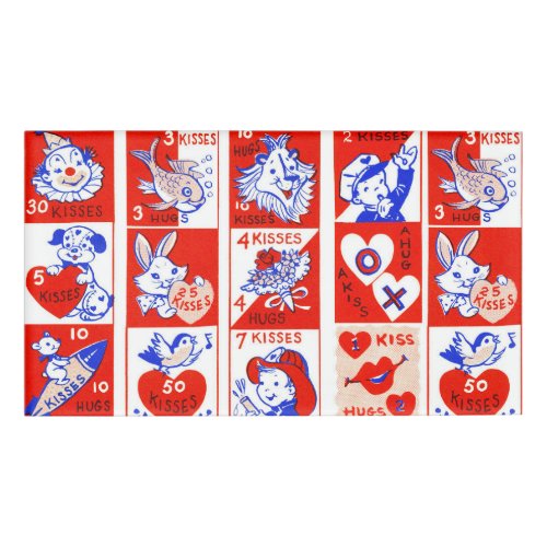 Valentine Retro Love Hugs Cute Pattern Name Tag
