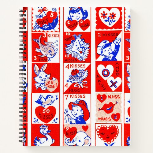 Valentine Retro Love Hugs Cute Pattern Notebook