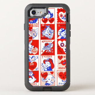Valentine Retro Love Hugs Cute Pattern OtterBox Defender iPhone SE/8/7 Case