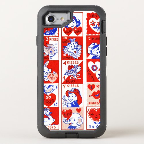 Valentine Retro Love Hugs Cute Pattern OtterBox Defender iPhone SE87 Case