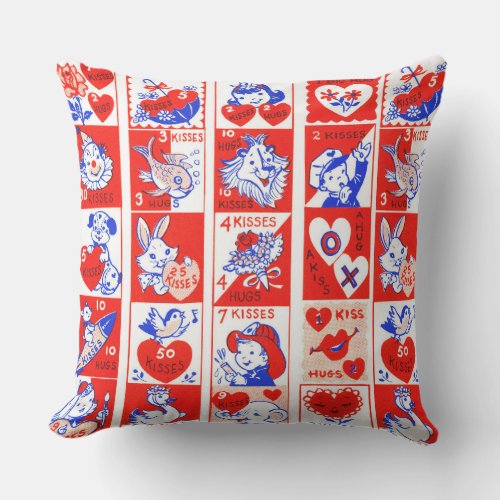 Valentine Retro Love Hugs Cute Pattern Outdoor Pillow