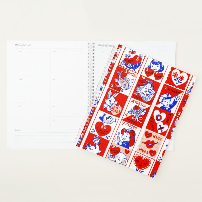 Valentine Retro Love Hugs Cute Pattern Planner (Display)