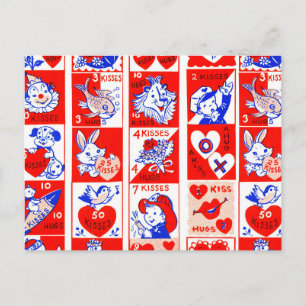 Valentine Retro Love Hugs Cute Pattern Postcard