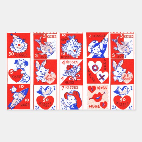 Valentine Retro Love Hugs Cute Pattern Rectangular Sticker