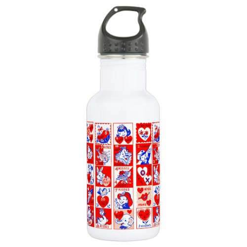 Valentine Retro Love Hugs Cute Pattern Stainless Steel Water Bottle