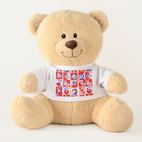 Valentine Retro Love Hugs Cute Pattern Teddy Bear
