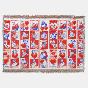 Valentine Retro Love Hugs Cute Pattern Throw Blanket