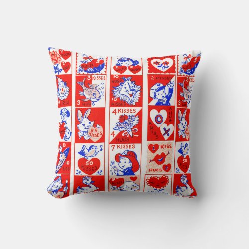 Valentine Retro Love Hugs Cute Pattern Throw Pillow