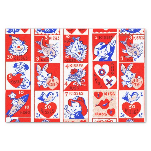Valentine Retro Love Hugs Cute Pattern Tissue Paper