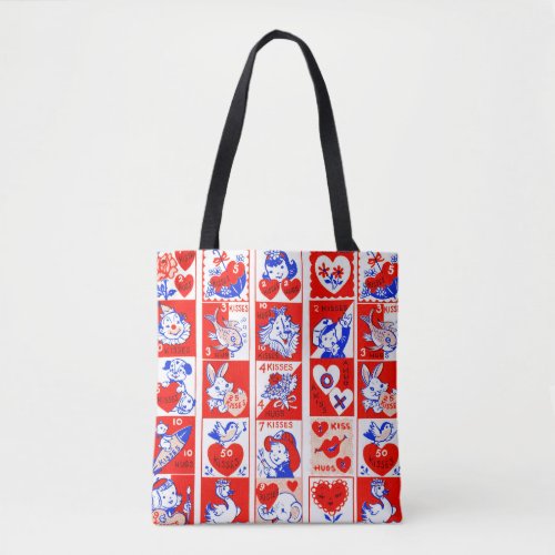 Valentine Retro Love Hugs Cute Pattern Tote Bag