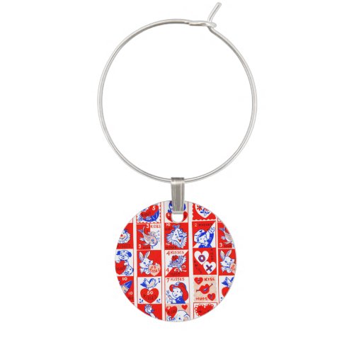 Valentine Retro Love Hugs Cute Pattern Wine Charm