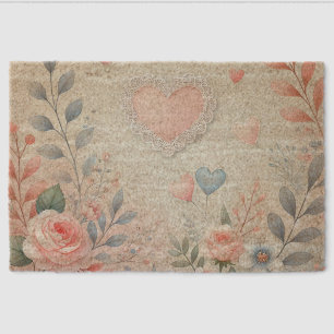 Valentine romantic heart floral pastel watercolor fiber doormat