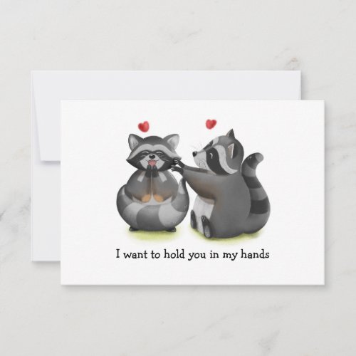 Valentine Romantic Raccoon Couple Greeting Card