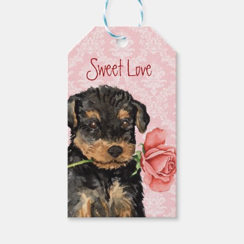 Valentine Rose Airedale Gift Tags