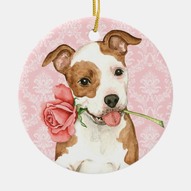 Valentine Rose Am Staff Ceramic Ornament (Front)