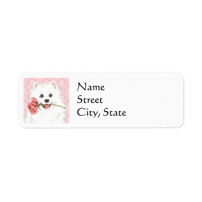 Valentine Rose American Eskimo Dog Label (Front)