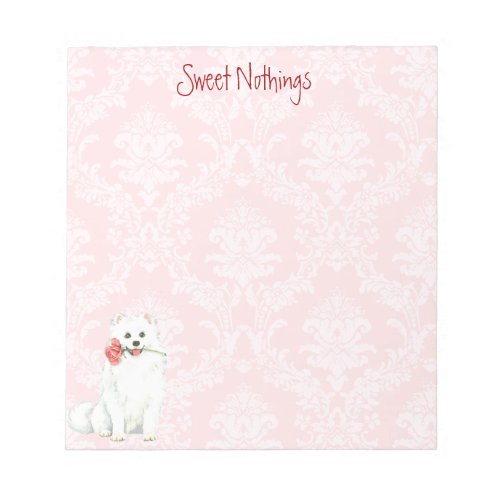 Valentine Rose American Eskimo Dog Notepad