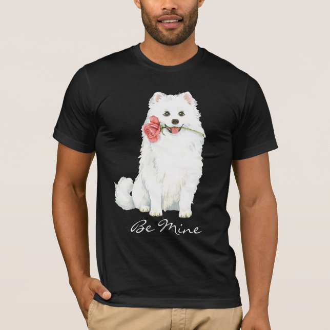Valentine Rose American Eskimo Dog T-Shirt (Front)