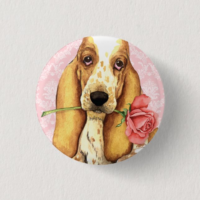 Valentine Rose Basset Button (Front)
