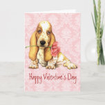 Valentine Rose Basset Holiday Card