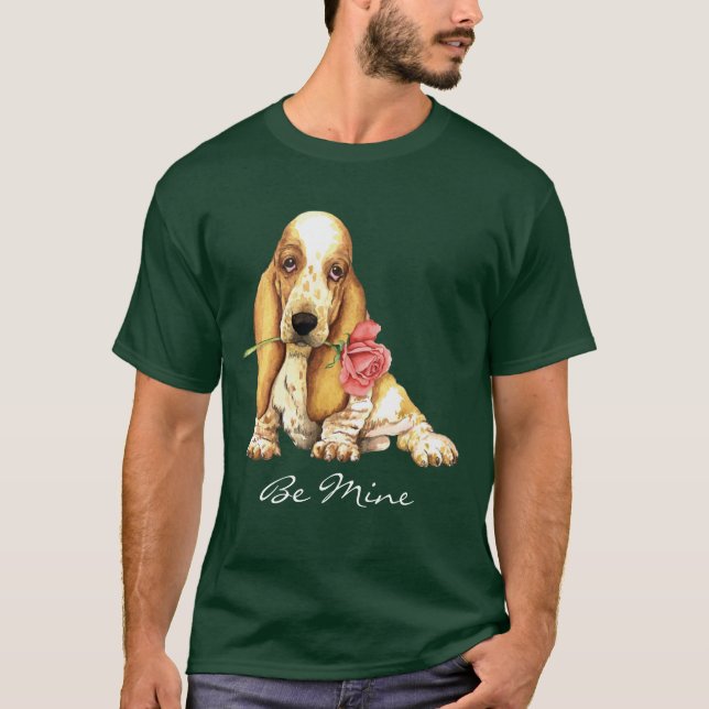 Valentine Rose Basset T-Shirt (Front)