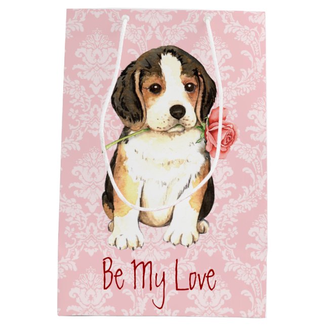 Valentine Rose Beagle Medium Gift Bag (Back)
