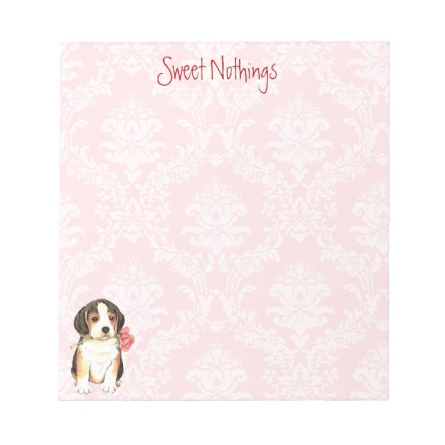 Valentine Rose Beagle Notepad (Front)