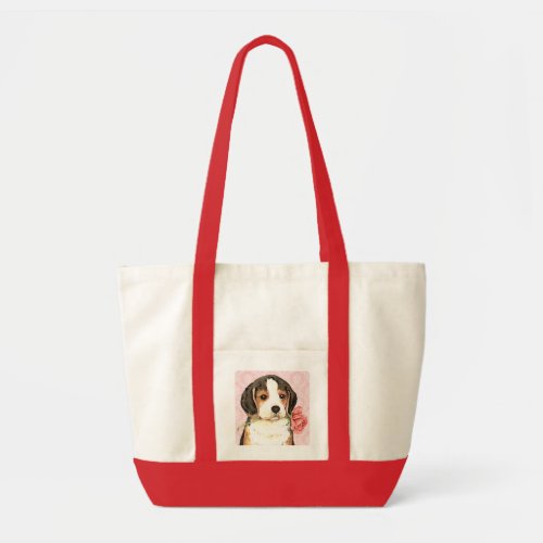 Valentine Rose Beagle Tote Bag