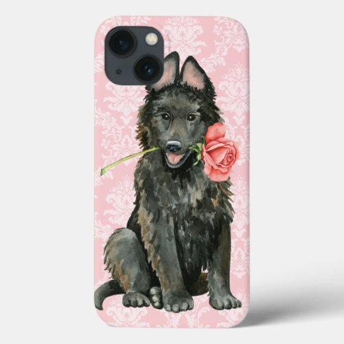 Valentine Rose Belgian Sheepdog iPhone 13 Case