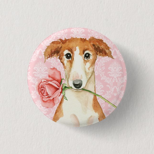 Valentine Rose Borzoi Button (Front)