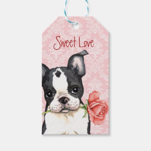 Valentine Rose Boston Terrier Gift Tags