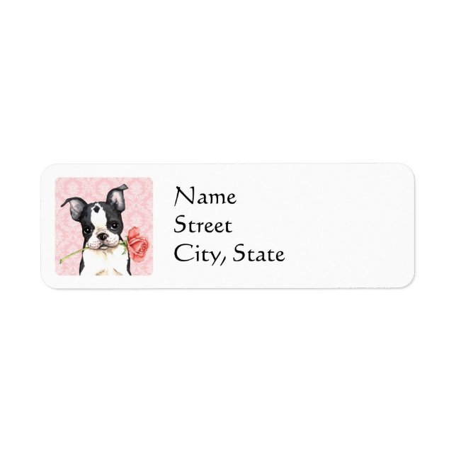 Valentine Rose Boston Terrier Label (Front)