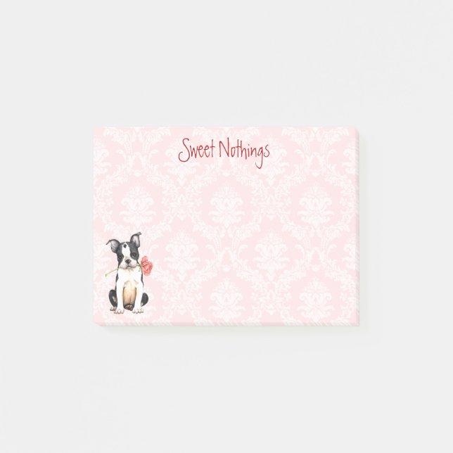 Valentine Rose Boston Terrier Post-it Notes (Front)