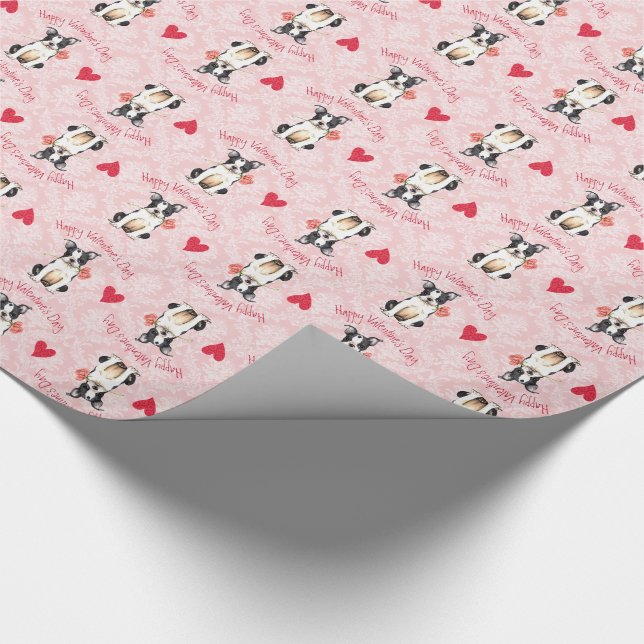Valentine Rose Boston Terrier Wrapping Paper (Corner)
