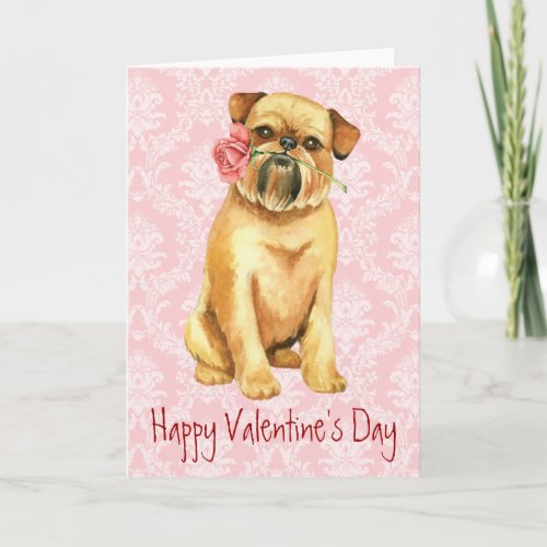 Valentine Rose Brussels Griffon Holiday Card