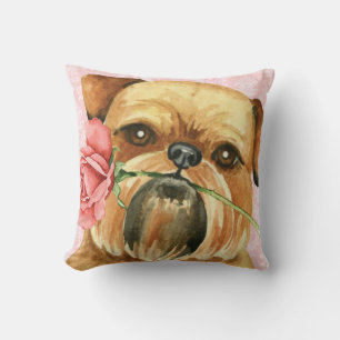 Valentine Rose Brussels Griffon Throw Pillow
