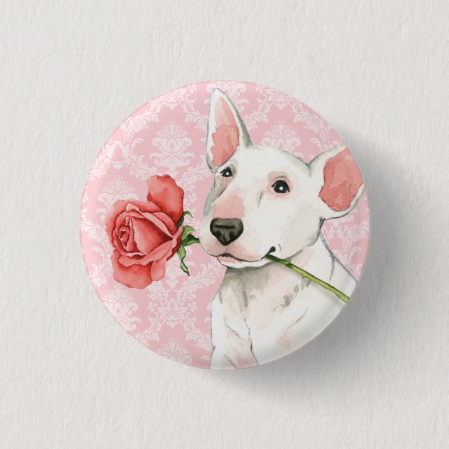 Valentine Rose Bull Terrier Button (Front)