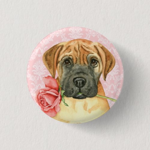 Valentine Rose Bullmastiff Pinback Button