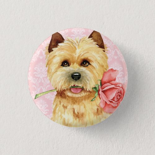 Valentine Rose Cairn Terrier Button