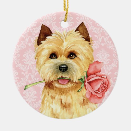 Valentine Rose Cairn Terrier Ceramic Ornament