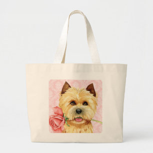 Valentine Rose Cairn Terrier Large Tote Bag