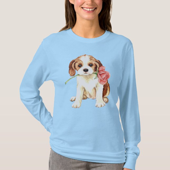 Valentine Rose Cavalier Long Sleeve T-Shirt (Front)
