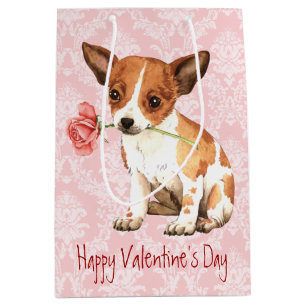 Valentine Rose Chihuahua Medium Gift Bag