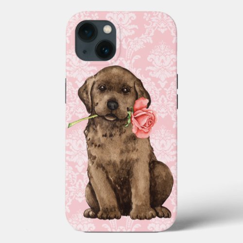 Valentine Rose Chocolate Lab iPhone 13 Case