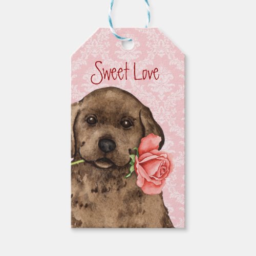 Valentine Rose Chocolate Lab Gift Tags