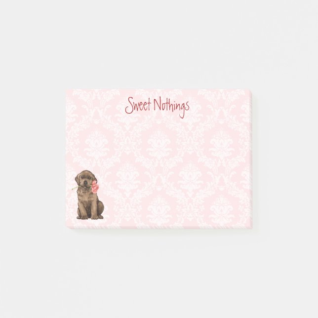 Valentine Rose Chocolate Lab Post-it Notes (Front)