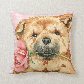 Valentine Rose Chow Throw Pillow