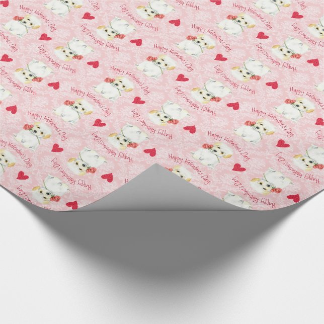 Valentine Rose Coton de Tulear Wrapping Paper (Corner)