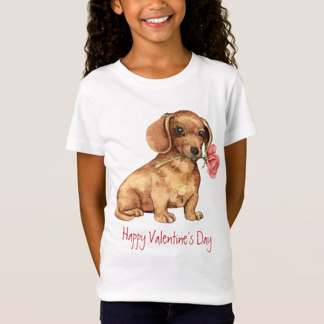 Valentine Rose Dachshund T-Shirt (Front)